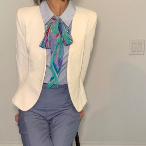 Waist Flattering White Blazer white Shoulder Pads